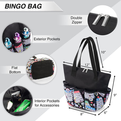Bingo Pattern Zipper Tote Medium