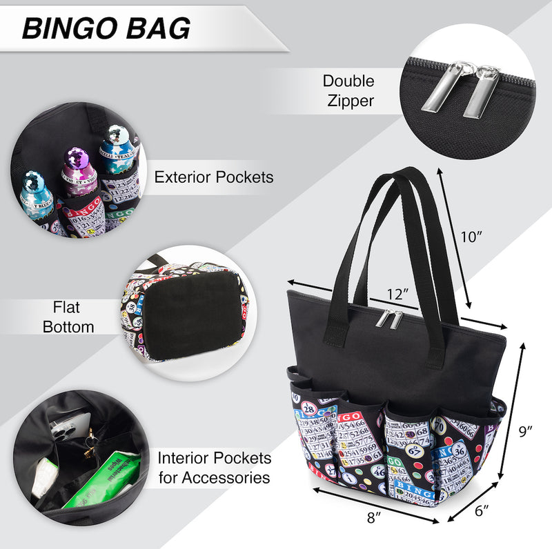 Bingo Pattern Zipper Tote Medium