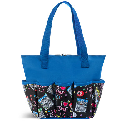 I Love Bingo Pattern Zipper Tote Medium