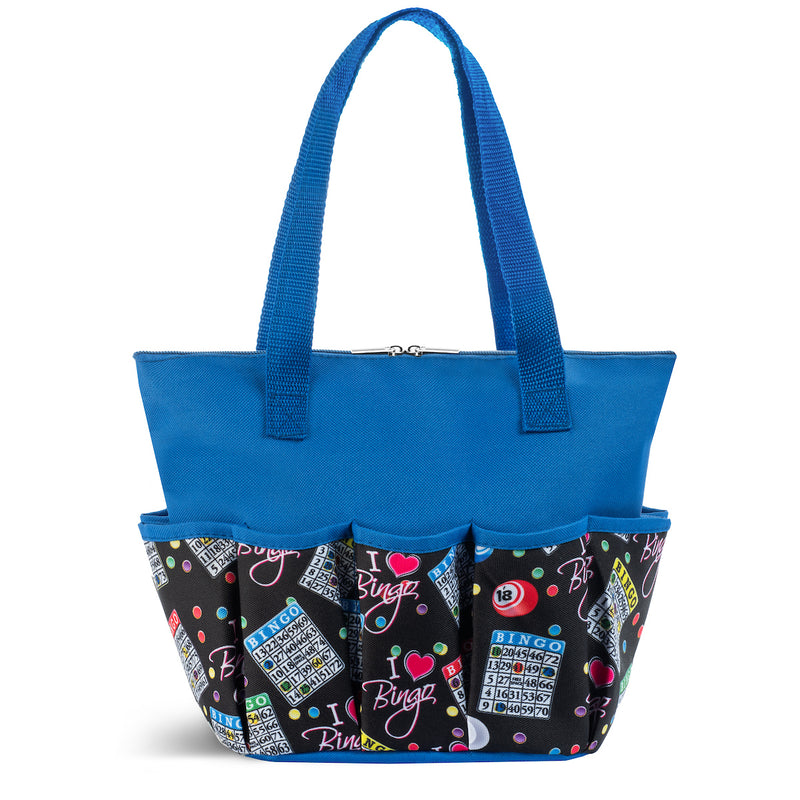 I Love Bingo Pattern Zipper Tote Medium