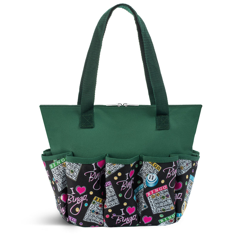 I Love Bingo Pattern Zipper Tote Medium