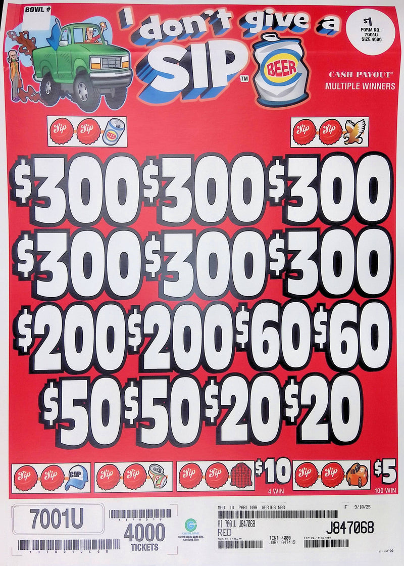 6 Top Winners @ $300 $5 Bottom 75% Payout 25% Ideal Profit 3 Window