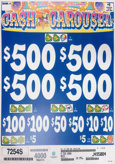 4 Top Winners @ $500 $5 Bottom 75% Payout 25% Ideal Profit 3 Window $1 Ticket