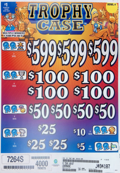 3 Top Winners @ $599 $5 Bottom 75% Payout 25% Ideal Profit 3 Window $1 Ticket