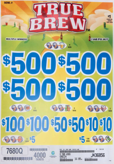 4 Top Winners @ $500 $5 Bottom 75% Payout 25% Ideal Profit 3 Window $1 Ticket