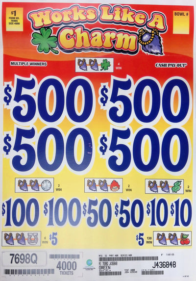4 Top Winners @ $500 $5 Bottom 75% Payout 25% Ideal Profit 3 Window $1 Ticket