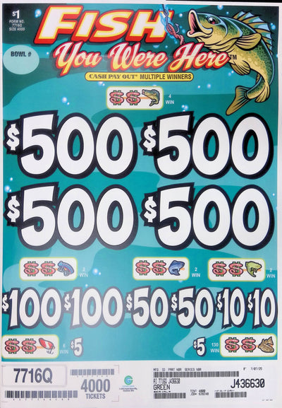 4 Top Winners @ $500 $5 Bottom 75% Payout 25% Ideal Profit 3 Window $1 Ticket