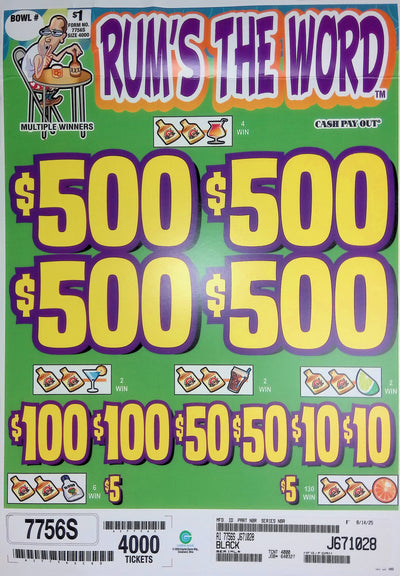 4 Top Winners @ $500 $5 Bottom 75% Payout 25% Ideal Profit 3 Window $1 Ticket