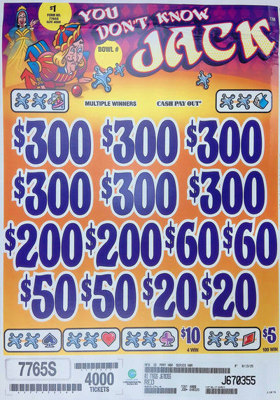 6 Top Winners @ $300 $5 Bottom 75% Payout 25% Ideal Profit 3 Window