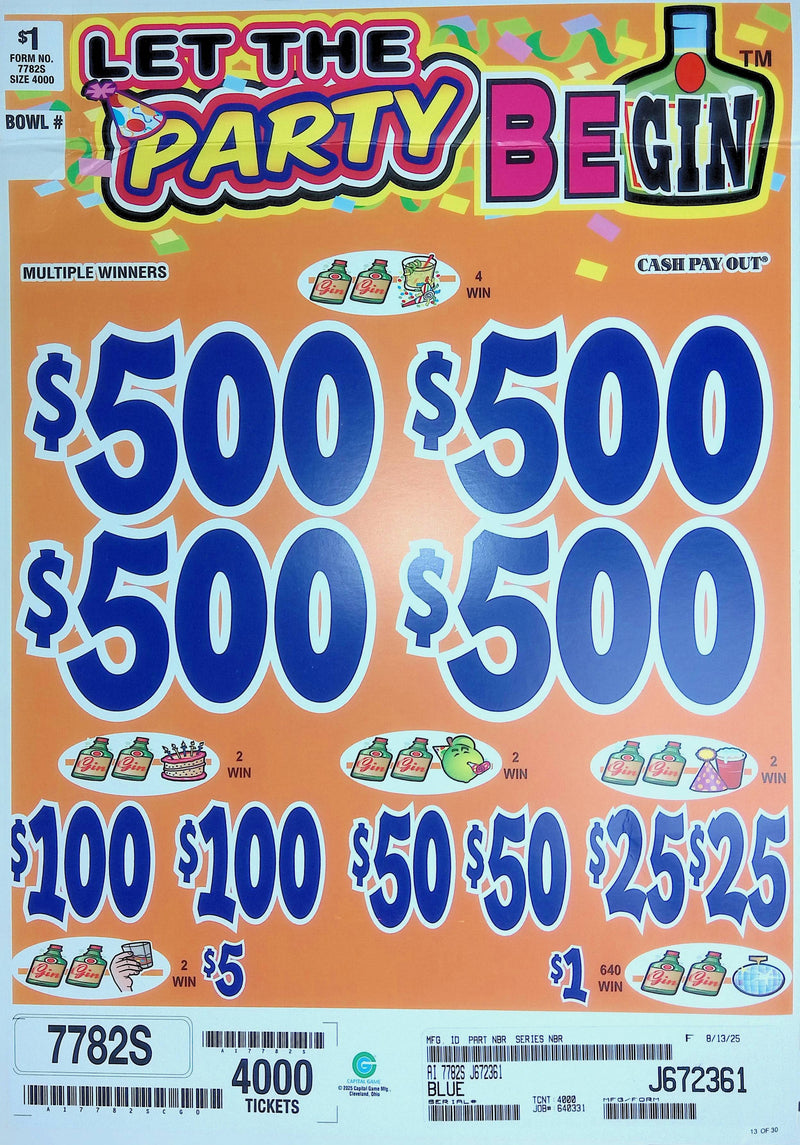 4 Top Winners @ $500 $1 Bottom 75% Payout 25% Ideal Profit 3 Window $1 Ticket