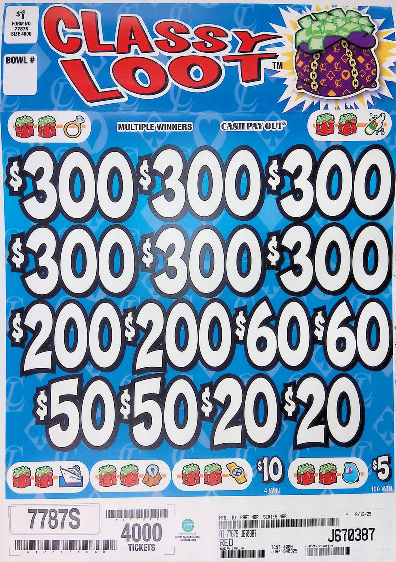 6 Top Winners @ $300 $5 Bottom 75% Payout 25% Ideal Profit 3 Window