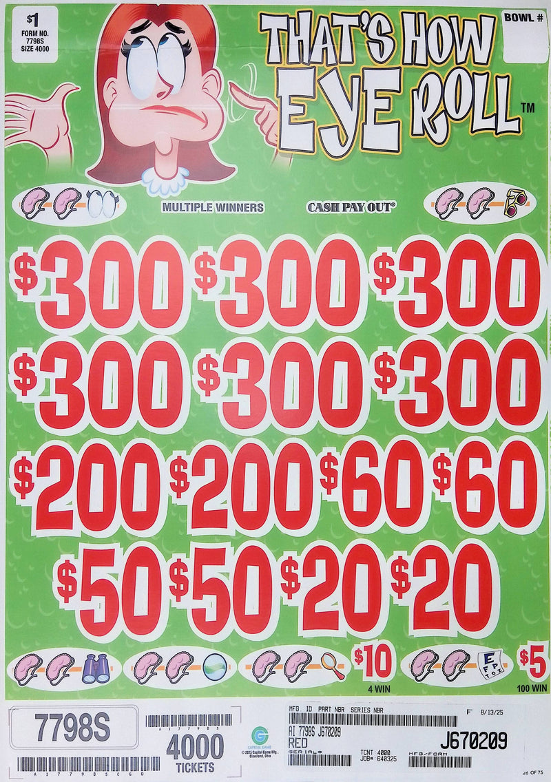 6 Top Winners @ $300 $5 Bottom 75% Payout 25% Ideal Profit 3 Window