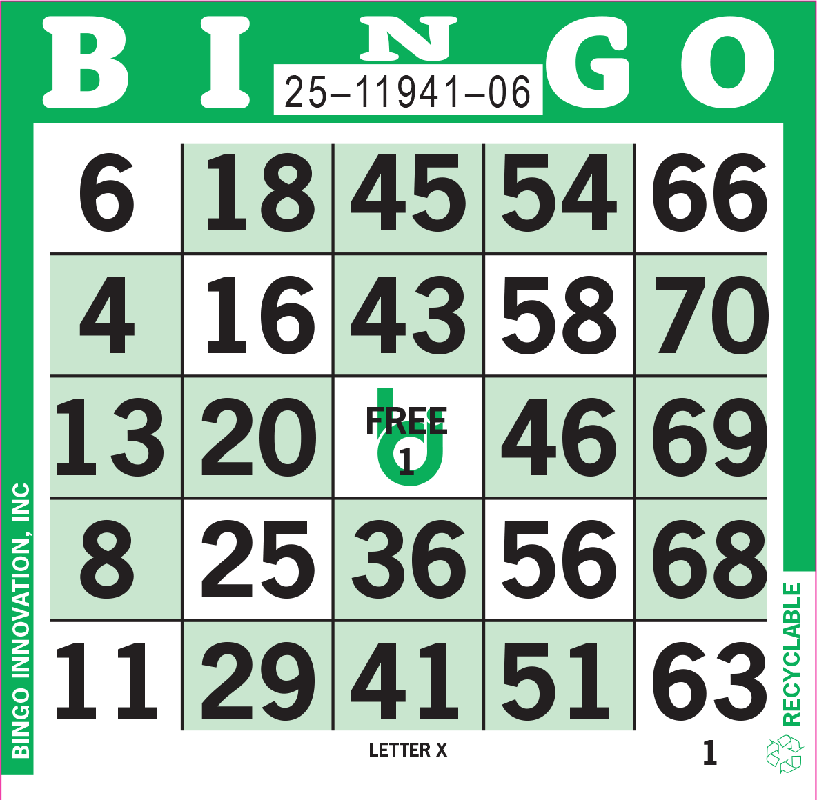 Letter X Bingo Paper by the Case | Reliable Bulk Savings | Bingo Innovation