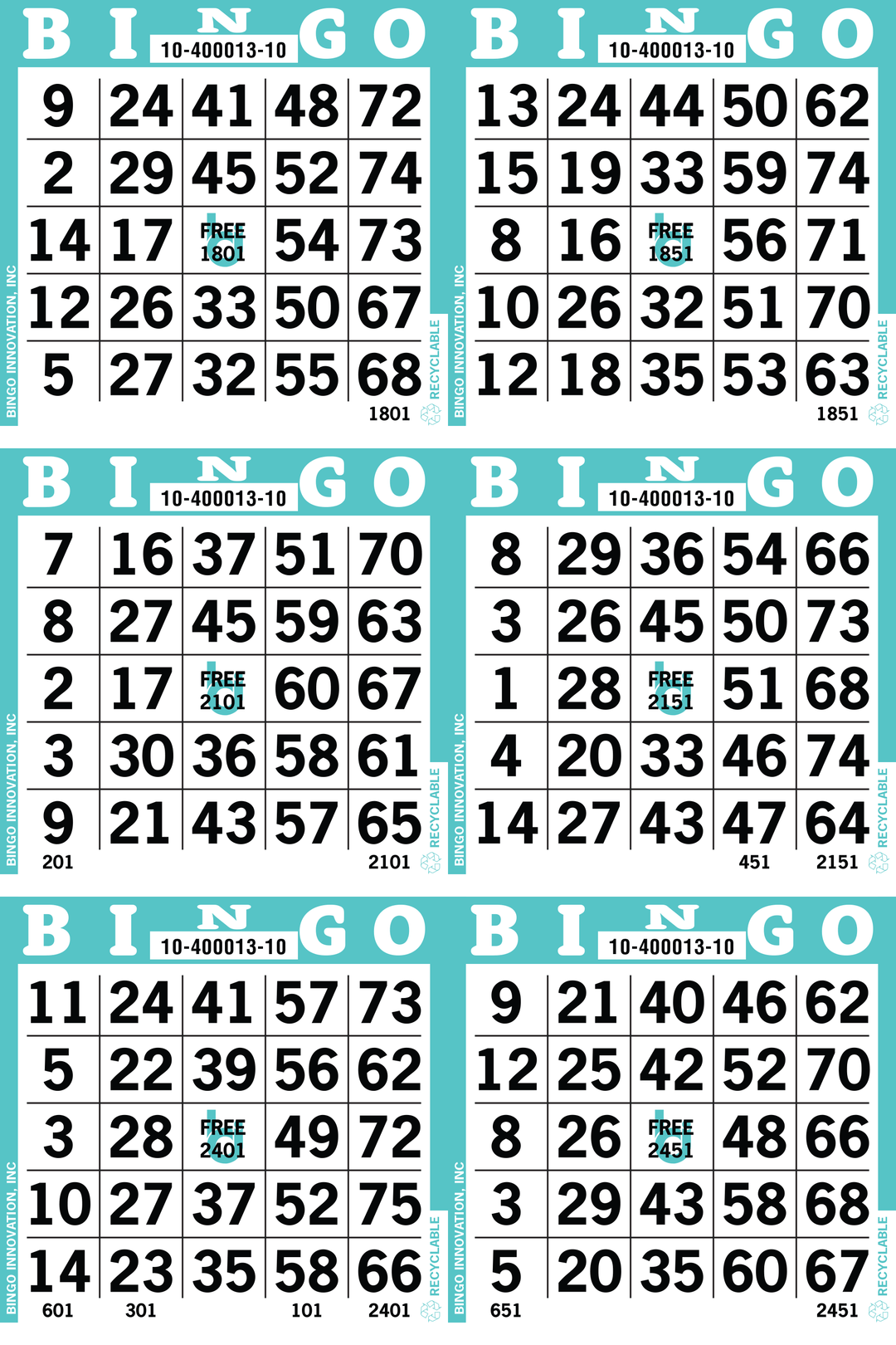 【中古】 Bingo！（6） 6onBingo Cards | Premium Products | Bingo Innovation | 6-Pack