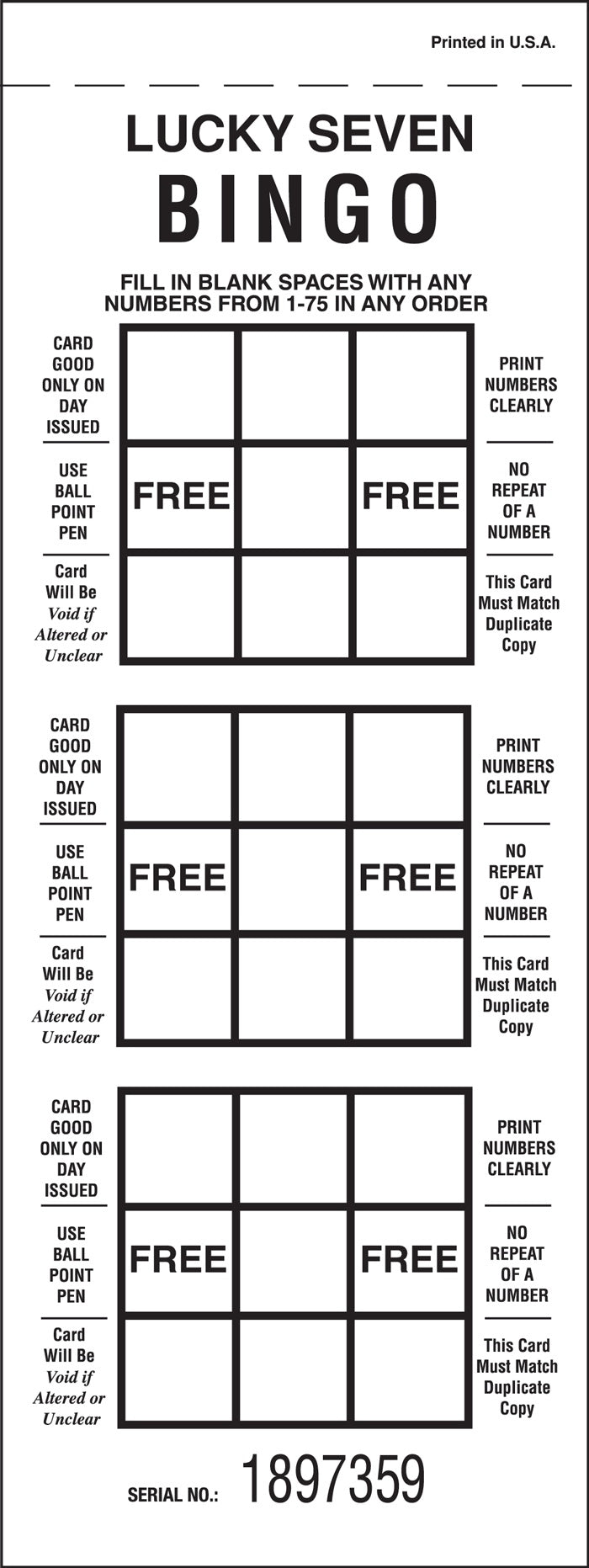 Lucky 7 Bingo