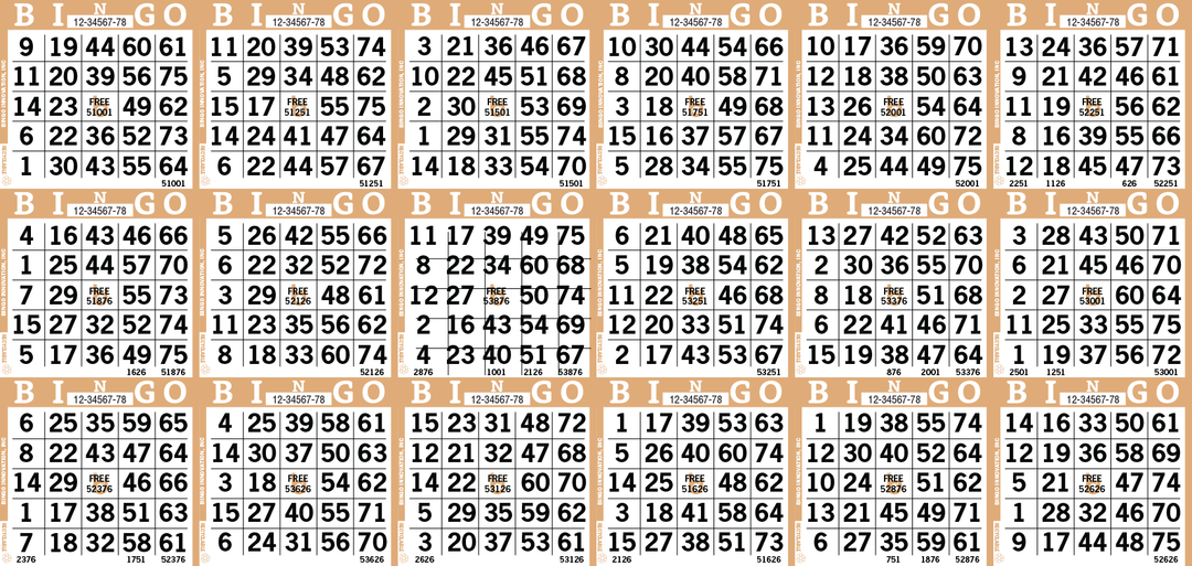 18on Bingo Paper By The Case 500 Sheets – Bingo Innovation